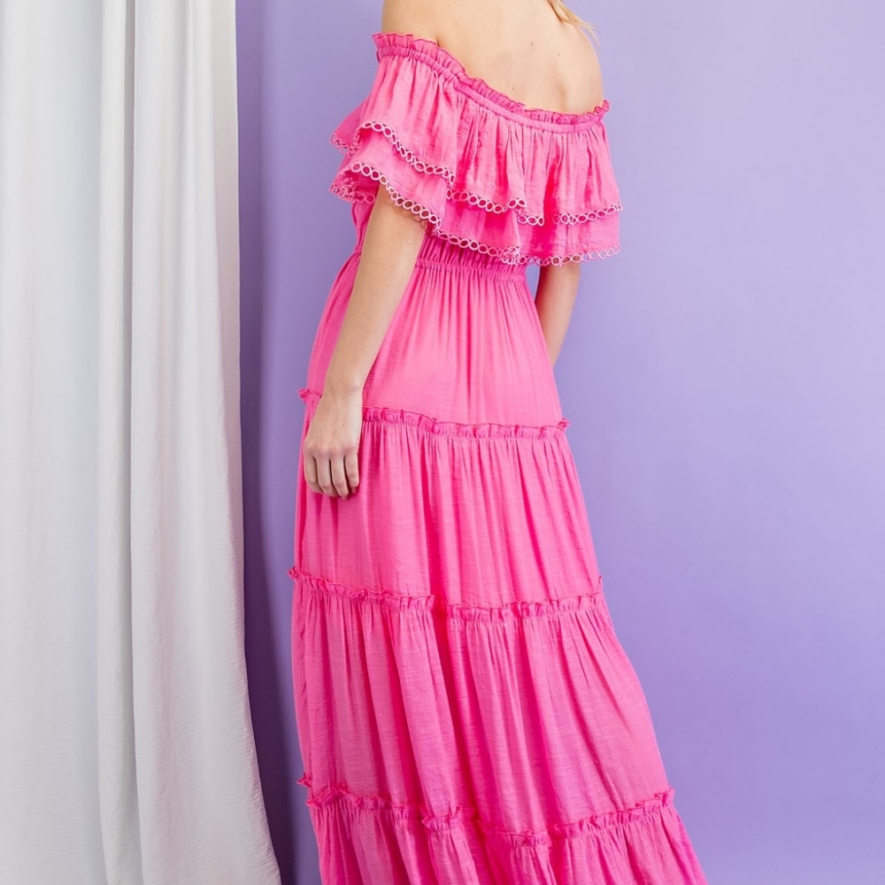 OFF THE SHOULDER RUFF MAXI DRESS - Picture 9 of 12